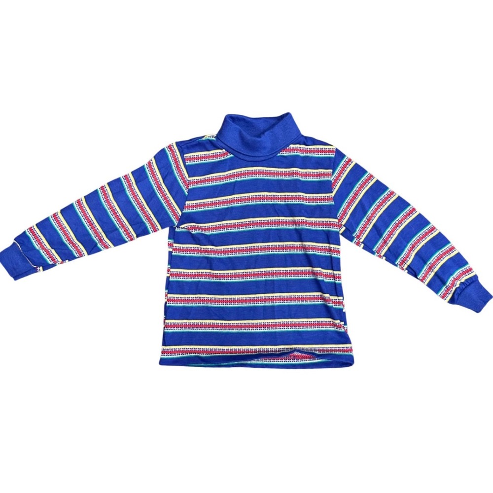 Vintage‎ Toddletime Kids Blue Striped Turtleneck Shirt Made in USA Size 4T 1710